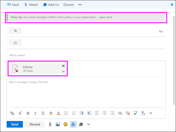 5 Data loss prevention pop up