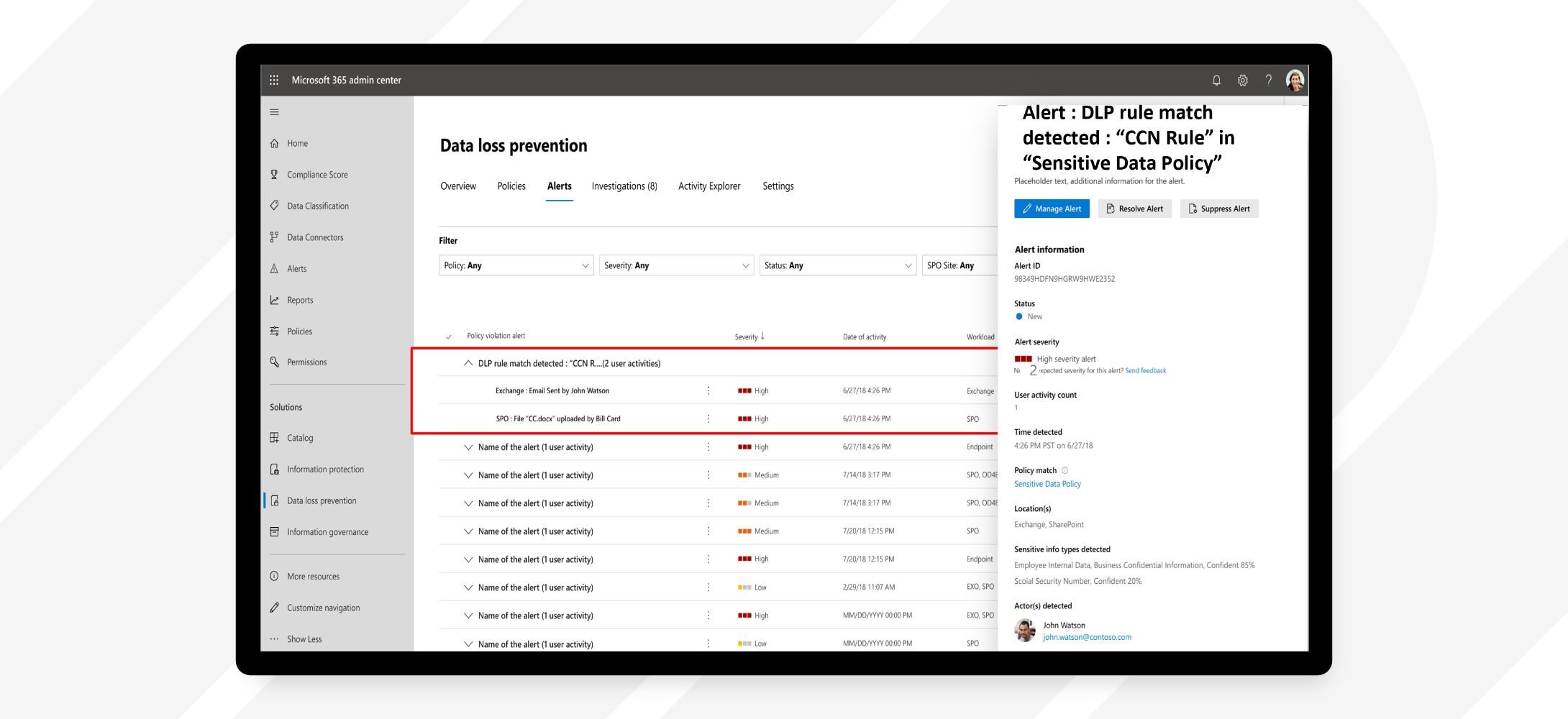 6 Data loss prevention dashboard