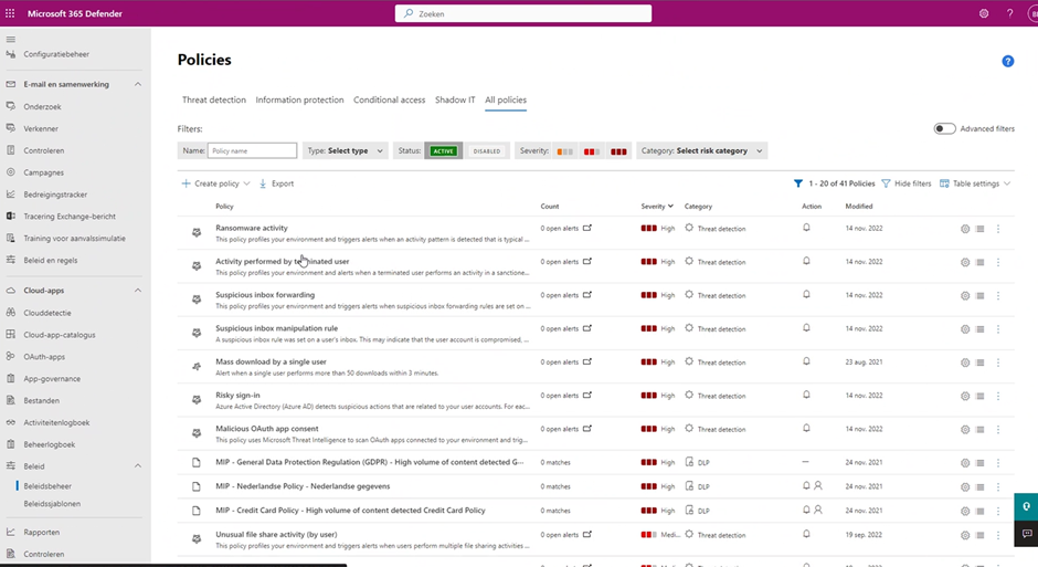 Policys Microsoft Defender