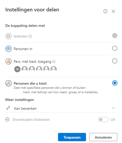 Screenshot 1 - delen met externe